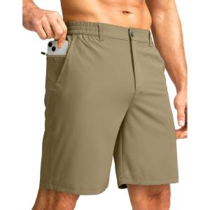 G Gradual Men’s Casual Shorts 9″ Lightweight Golf Shorts for Men Stretch with 3 Pockets Quick Dry Breathable Work Shorts(Medium Khaki)