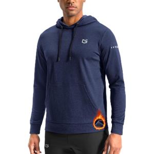 G Gradual Men’s Fleece Hoodie Long Sleeve Athletic Workout Shirts Winter Warm Soft Hooded Sweatshirts for Men with Pockets(Dark Blue Heather)