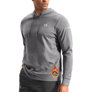 G Gradual Men’s Fleece Hoodie Long Sleeve Athletic Workout Shirts Winter Warm Soft Hooded Sweatshirts for Men with Pockets(Light Grey Heather)