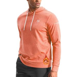 G Gradual Men’s Fleece Hoodie Long Sleeve Athletic Workout Shirts Winter Warm Soft Hooded Sweatshirts for Men with Pockets(Orange Heather)