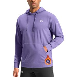 G Gradual Men’s Fleece Hoodie Long Sleeve Athletic Workout Shirts Winter Warm Soft Hooded Sweatshirts for Men with Pockets(Purple Heather)