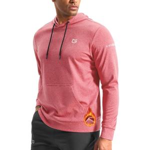 G Gradual Men’s Fleece Hoodie Long Sleeve Athletic Workout Shirts Winter Warm Soft Hooded Sweatshirts for Men with Pockets(Red Heather)