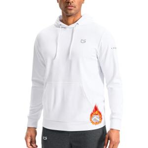 G Gradual Men’s Fleece Hoodie Long Sleeve Athletic Workout Shirts Winter Warm Soft Hooded Sweatshirts for Men with Pockets(White)