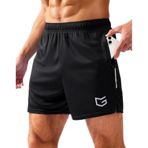 G Gradual Men’s Gym Shorts 5″/7″/10″ with Zipper Pockets Basketball Athletic Mesh Quick Dry Shorts for Workout Running Tennis(Black)