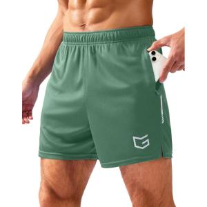 G Gradual Men’s Gym Shorts 5″/7″/10″ with Zipper Pockets Basketball Athletic Mesh Quick Dry Shorts for Workout Running Tennis(Ice Green)