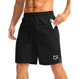 G Gradual Men’s Gym Shorts wtih Zipper Pocket 9″ Athletic Basketball Mesh Shorts for Men Workout Quick Dry Lightiweight(Black)
