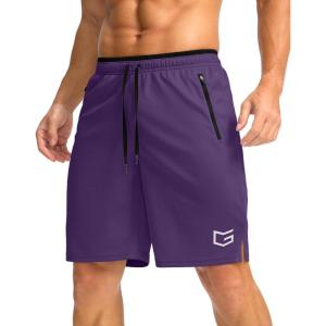 G Gradual Men’s Gym Shorts wtih Zipper Pocket 9″ Athletic Basketball Mesh Shorts for Men Workout Quick Dry Lightiweight(Cobalt Purple)