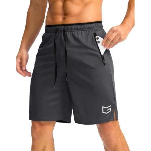 G Gradual Men’s Gym Shorts wtih Zipper Pocket 9″ Athletic Basketball Mesh Shorts for Men Workout Quick Dry Lightiweight(Dark Grey)