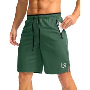 G Gradual Men’s Gym Shorts wtih Zipper Pocket 9″ Athletic Basketball Mesh Shorts for Men Workout Quick Dry Lightiweight(Olive Green)