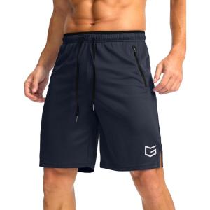 G Gradual Men’s Gym Shorts wtih Zipper Pocket 9″ Athletic Basketball Mesh Shorts for Men Workout Quick Dry Lightiweight(True Navy)