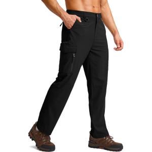 G Gradual Men’s Hiking Cargo Pants Water Resistant Quick Dry Lightweight Outdoor Tactical Pants for Men with Multi Pocket(Black)