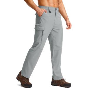 G Gradual Men’s Hiking Cargo Pants Water Resistant Quick Dry Lightweight Outdoor Tactical Pants for Men with Multi Pocket(Grey)