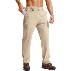 G Gradual Men’s Hiking Cargo Pants Water Resistant Quick Dry Lightweight Outdoor Tactical Pants for Men with Multi Pocket(Khaki)
