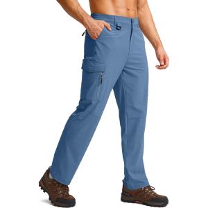 G Gradual Men’s Hiking Cargo Pants Water Resistant Quick Dry Lightweight Outdoor Tactical Pants for Men with Multi Pocket(Light Blue)