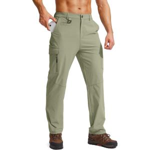 G Gradual Men’s Hiking Cargo Pants Water Resistant Quick Dry Lightweight Outdoor Tactical Pants for Men with Multi Pocket(Light Green)