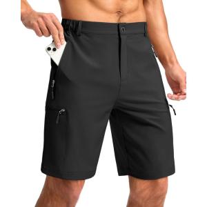 G Gradual Mens Hiking Cargo Shorts with 4 Zipper Pockets 9″ Quick Dry Lightweight Casual Work Shorts for Men Golf Fishing(Black)