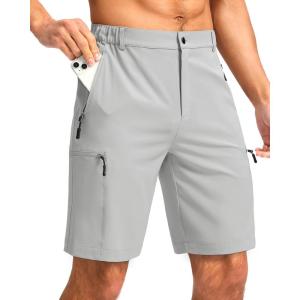 G Gradual Mens Hiking Cargo Shorts with 4 Zipper Pockets 9″ Quick Dry Lightweight Casual Work Shorts for Men Golf Fishing(Bright Grey)