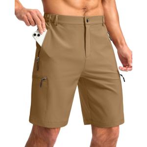 G Gradual Mens Hiking Cargo Shorts with 4 Zipper Pockets 9″ Quick Dry Lightweight Casual Work Shorts for Men Golf Fishing(Dark Khaki)