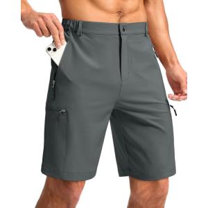 G Gradual Mens Hiking Cargo Shorts with 4 Zipper Pockets 9″ Quick Dry Lightweight Casual Work Shorts for Men Golf Fishing(Deep Grey)