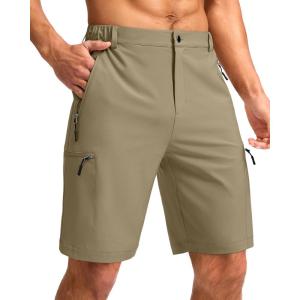 G Gradual Mens Hiking Cargo Shorts with 4 Zipper Pockets 9″ Quick Dry Lightweight Casual Work Shorts for Men Golf Fishing(Dusty Khaki)