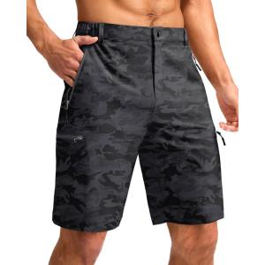 G Gradual Mens Hiking Cargo Shorts with 4 Zipper Pockets 9″ Quick Dry Lightweight Casual Work Shorts for Men Golf Fishing(Grey Camo)