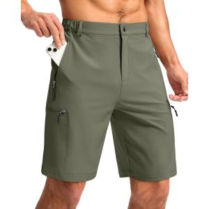 G Gradual Mens Hiking Cargo Shorts with 4 Zipper Pockets 9″ Quick Dry Lightweight Casual Work Shorts for Men Golf Fishing(Grey Sage)