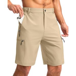 G Gradual Mens Hiking Cargo Shorts with 4 Zipper Pockets 9″ Quick Dry Lightweight Casual Work Shorts for Men Golf Fishing(Khaki)