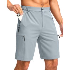 G Gradual Mens Hiking Cargo Shorts with 4 Zipper Pockets 9″ Quick Dry Lightweight Casual Work Shorts for Men Golf Fishing(Light Grey)