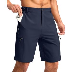 G Gradual Mens Hiking Cargo Shorts with 4 Zipper Pockets 9″ Quick Dry Lightweight Casual Work Shorts for Men Golf Fishing(Navy)