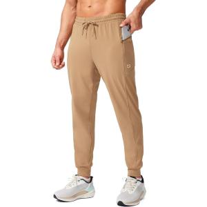 G Gradual Men’s Joggers Pants with Zipper Pockets Stretch Athletic Sweatpants for Men Workout Jogging Running(Dark Khaki)