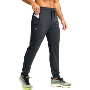 G Gradual Men’s Joggers with Zipper Pockets Stretch Tapered Sweatpants Athletic Pants for Men Workout Running Gym(Grey)