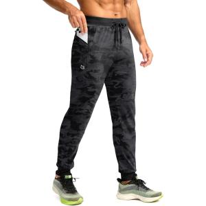 G Gradual Men’s Joggers with Zipper Pockets Stretch Tapered Sweatpants Athletic Pants for Men Workout Running Gym(Grey Camo)