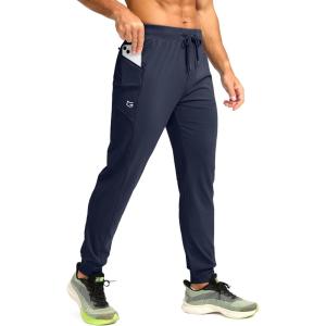 G Gradual Men’s Joggers with Zipper Pockets Stretch Tapered Sweatpants Athletic Pants for Men Workout Running Gym(Navy)