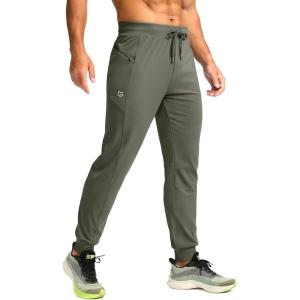 G Gradual Men’s Joggers with Zipper Pockets Stretch Tapered Sweatpants Athletic Pants for Men Workout Running Gym(Sage Green)