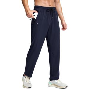 G Gradual Men’s Lightweight Pants with 3 Zipper Pockets Athletic Workout Sweatpants Quick Dry Running Hiking Pants for Men(Navy)