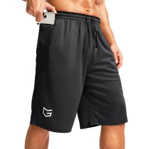 G Gradual Men’s Long Basketball Shorts with Zipper Pocket 11” Quick Dry Gym Shorts Lightweight Mesh Athletic Shorts for Men(Black)