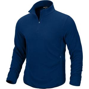 G Gradual Mens Quarter Zip Pullover Fleece with 2 Zipper Pockets Long Sleeve Golf Shirt Winter Athletic Sweater Lightweight(Blue)