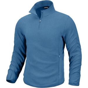 G Gradual Mens Quarter Zip Pullover Fleece with 2 Zipper Pockets Long Sleeve Golf Shirt Winter Athletic Sweater Lightweight(Heather Sky Blue)