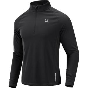G Gradual Men’s Running Shirts Long Sleeve Athletic Shirt Lightweight Quick Dry Quarter Zip Pullover for Men Workout Gym Golf(Black)