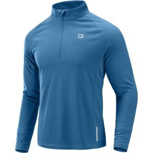 G Gradual Men’s Running Shirts Long Sleeve Athletic Shirt Lightweight Quick Dry Quarter Zip Pullover for Men Workout Gym Golf(Lake Blue)
