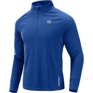 G Gradual Men’s Running Shirts Long Sleeve Athletic Shirt Lightweight Quick Dry Quarter Zip Pullover for Men Workout Gym Golf(Royal Blue)