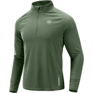 G Gradual Men’s Running Shirts Long Sleeve Athletic Shirt Lightweight Quick Dry Quarter Zip Pullover for Men Workout Gym Golf(Sage Green)