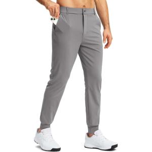 G Gradual Men’s Stretch Golf Joggers with 3 Pockets Slim Fit Sweatpants Work Dress Casual Pants for Men with Belt Loops(Light Grey)