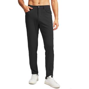 G Gradual Men’s Stretch Golf Pants with 6 Pockets Slim Fit Dress Pants for Men Travel Casual Work(Black)