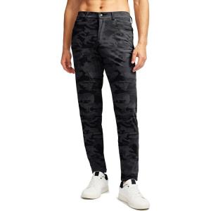 G Gradual Men’s Stretch Golf Pants with 6 Pockets Slim Fit Dress Pants for Men Travel Casual Work(Black Camo)