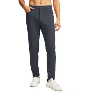 G Gradual Men’s Stretch Golf Pants with 6 Pockets Slim Fit Dress Pants for Men Travel Casual Work(Dark Grey)
