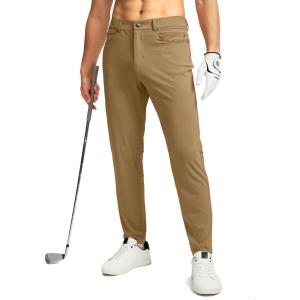 G Gradual Men’s Stretch Golf Pants with 6 Pockets Slim Fit Dress Pants for Men Travel Casual Work(Dark Khaki)