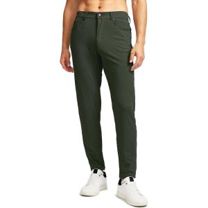 G Gradual Men’s Stretch Golf Pants with 6 Pockets Slim Fit Dress Pants for Men Travel Casual Work(Olive Green)