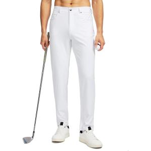 G Gradual Men’s Stretch Golf Pants with 6 Pockets Slim Fit Dress Pants for Men Travel Casual Work(White)
