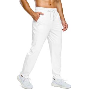 G Gradual Men’s Sweatpants with Pockets Lightweight Workout Athletic Track Pants Stretch Gym Running Jogging Joggers for Men(White)